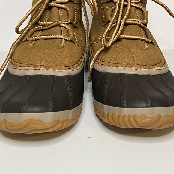 JBU by Jambu Nala Women's Size 9.5M Duck Rain Boots Lace Up Waterproof Navy/Tan - Picture 3 of 11